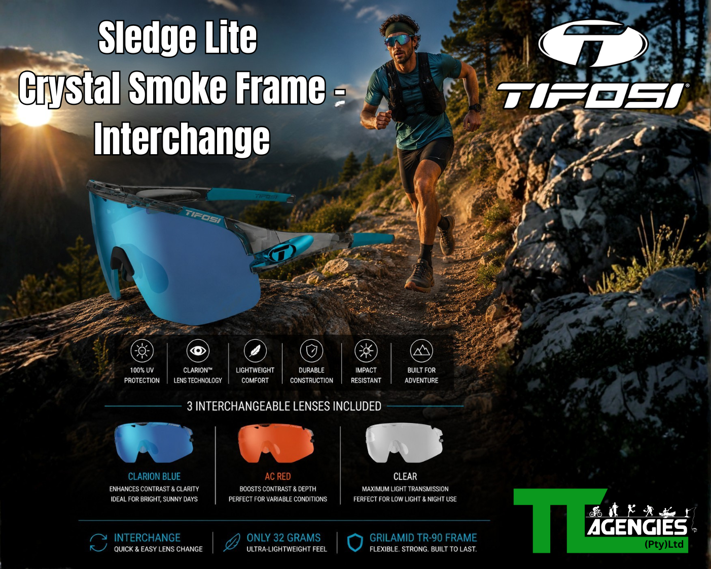Sledge Lite Crystal Smoke Frame - Interchange