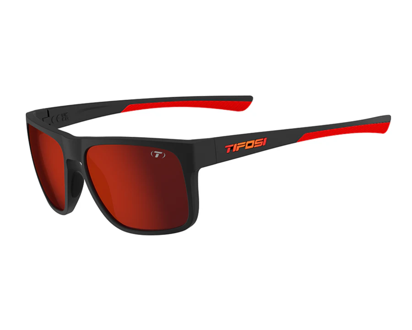 Swick Satin Black/Crimson Frame - Smoke Tint with Red Mirror